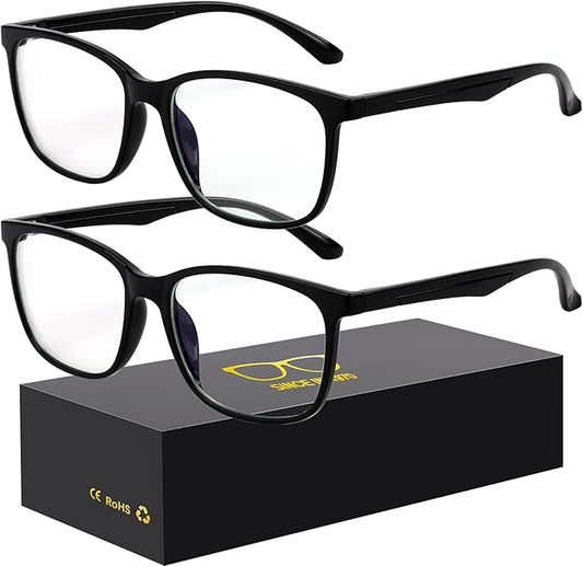 Blue-Light Blocking Glasses Computer Reading/Gaming/TV/Phones Glasses Fashion Anti Eyestrain UV Glasses for Women Men（A3 2 * Black）