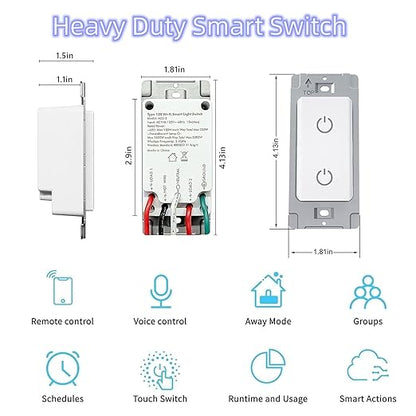 Nexete Smart Dual Light Switch - 2 in 1 Single Pole, Remote Voice Control, Smart Life App Compatible With Alexa Google Assistant, 2.4GHz Wi-Fi, Neutral Wire Required, White
