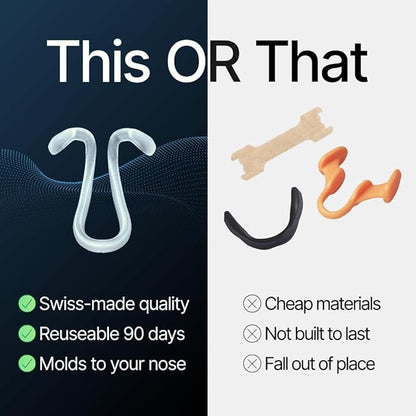 Airflow Clip Swiss-Made Nasal Dilator by SnoreLessNow | Anti-Snoring Nose Clip | Nasal Dilators for Sleeping & Breathing, BPA-Free Nasal Expander for Deviated Septum Relief | Nasal Dilator for Snoring