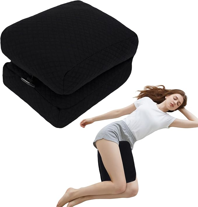 Knee Pillow for Side Sleepers, Leg Support Pillow for Hip Pain Smooth Spine Alignment for Better Sleep, Ideal Pillows for Side Sleeping Knee and Back Pain Relief, Black