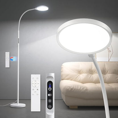 10000 Lux Light Therapy Lamp, Sunlight Therapy Lamps with 3 Color Temperatures &Dimmable &Timer, Full Spectrum &UV-Free Happy Lamp Light Therapy with Remote, Daylight Lamps for Home(White, Floor Lamp)