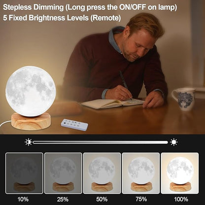 Light Therapy Lamp - 10000 Lux Full Spectrum Sun Lamp, 3 Color Temperatures & 670nm Red Light, Touch/Remote Control, Stepless Dimming, USB Phone Charging, Moon Sunlight Lamp for Home Office