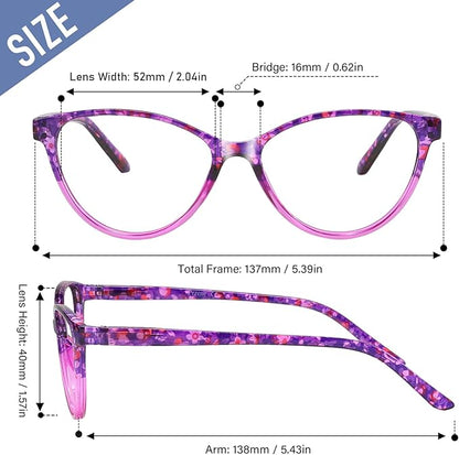 Przene 4 Pack Blue Light Blocking Reading Glasses,Readers for Women and Men with Spring Hinge