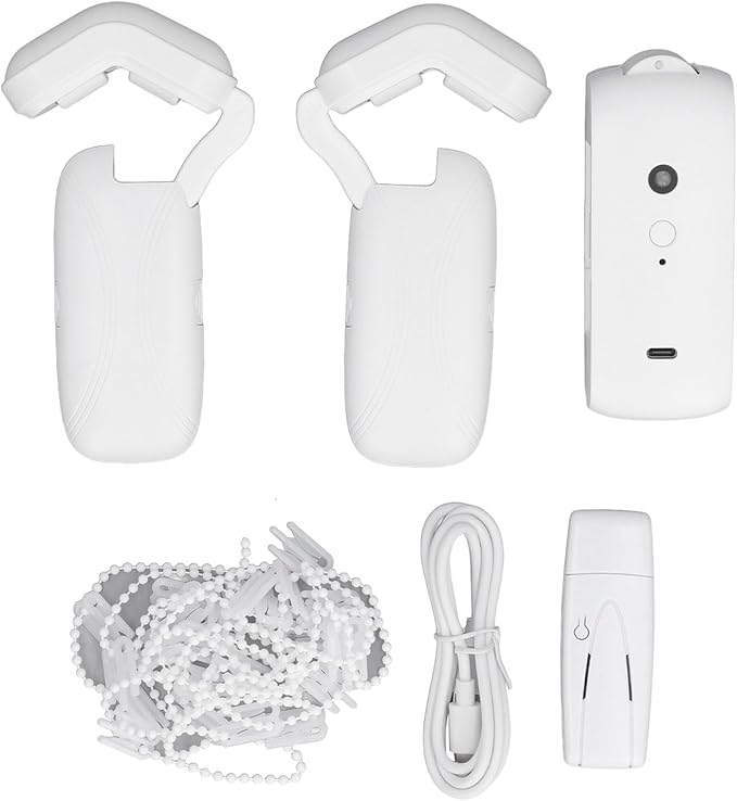 Smart Curtain Motor Automatic Opener for Roman Rod Tracks, Quiet Electric Curtain Opener with App Control 10ms Speed 4000mAh Battery for Bedroom Living Room Office
