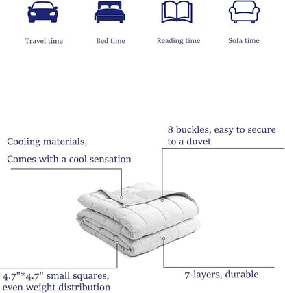 BB BLINBLIN Cooling Weighted Blanket Heavy Blanket for Cool & Restful Sleep, Premium Soft Material and Glass Beads (Light Grey, 48''x72'' 20lbs), Suit for One Person(~190lb) Use on Twin/Full Bed