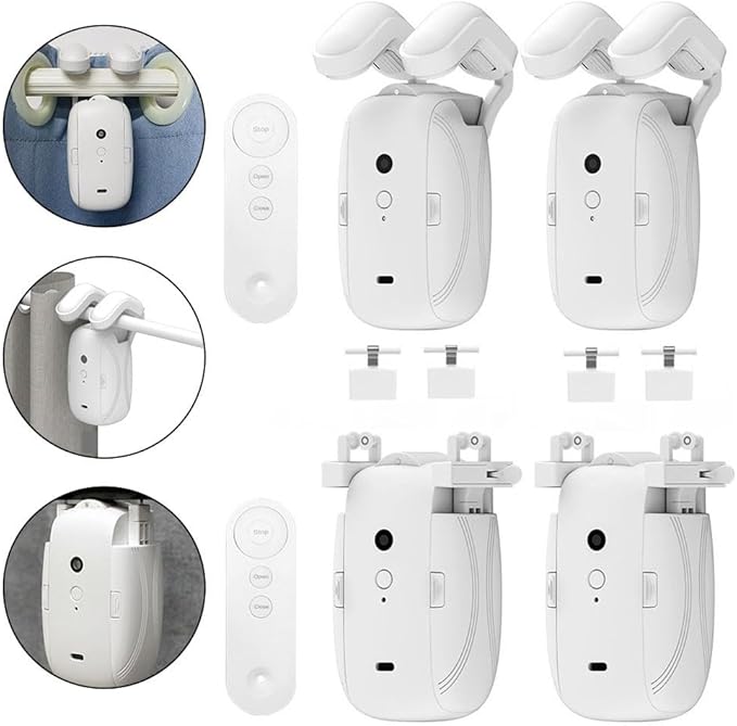 Electric Curtain Opener, Smart Home Automatic Curtain Opener, Battery Powered Remote Controlled Curtain Robot Motor with Remote Control Roman Rod/TU(1 Pack Roman pole)