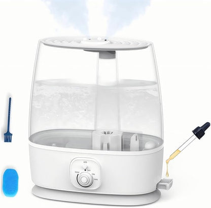 6L Humidifier for Large Room - Cool Mist Ultrasonic with 60H Runtime, Top Fill, Whisper Quiet ≤28dB, Auto Shut-Off, Essential Oil Diffuser & Night Light for Baby Nursery Bedroom Office