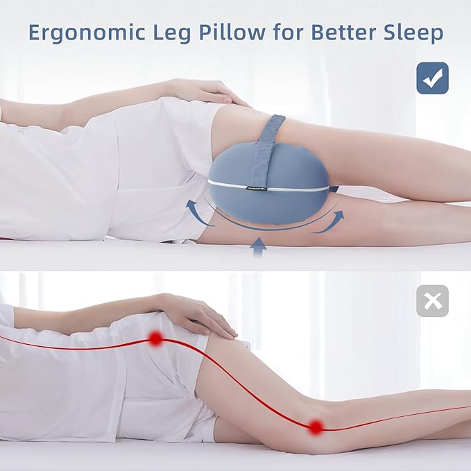 Knee Pillow for Side Sleepers - Cooling Pillows Between Legs for Side Sleeping - Large Memory Foam Knee Pillows for Hip Pain & Spine Alignment (Misty Blue)