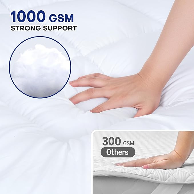 King Dual Layer 4 Inch Memory Foam Mattress Topper, Relax Body, Relieve Pain and Aid Sleep - 2 Inch Fluffy Pillow Top King Mattress Topper and 2 Inch Cooling Gel Memory Foam, 2X Support