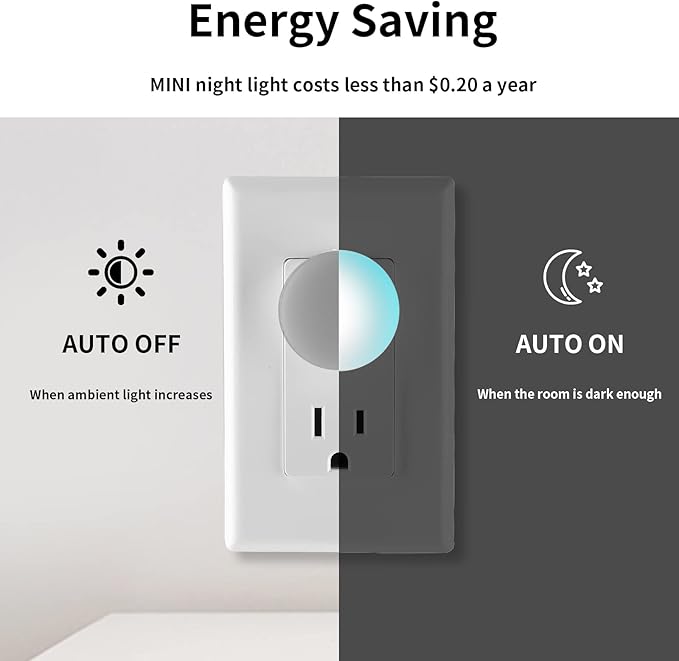 Mini Plug in Night Light, Dusk to Dawn Night Light, Dimmable Color Changing, 4 Modes, for Kids or Adults, for Breastfeeding, Sleep Aid, Bedroom, Nursery, Hallway, FCC, 12 Pack