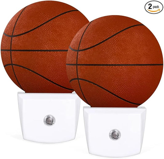 Plug-in Led Night Light with Auto Dusk to Dawn Sensor for Boys Girls Room Decor, Basketball Wall Lamp Nightlights for Hallway,Bedroom, Kids Room, Kitchen, Stairway, (0.5W, 2 Pack)
