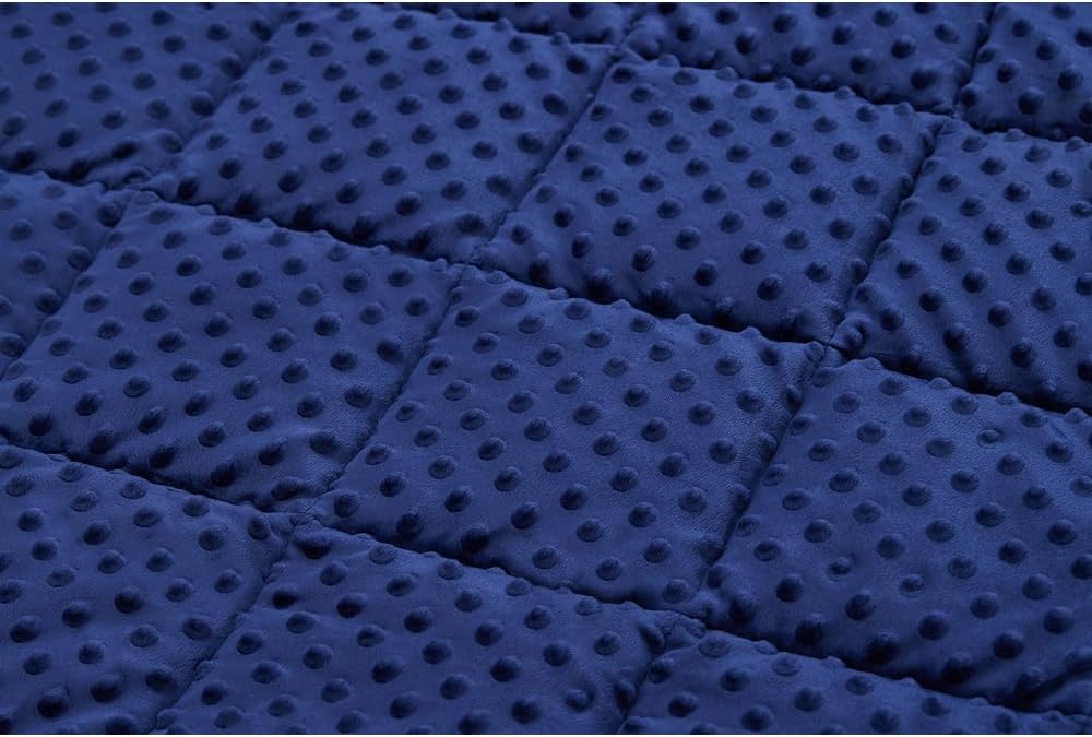 TONGDADA Minky Weighted Blanket | 40''x60'',10lbs | Cozy and Soft Minky Weighted Throw Blanket | Luxury Velvet with Premium Glass Beads | Navy Minky