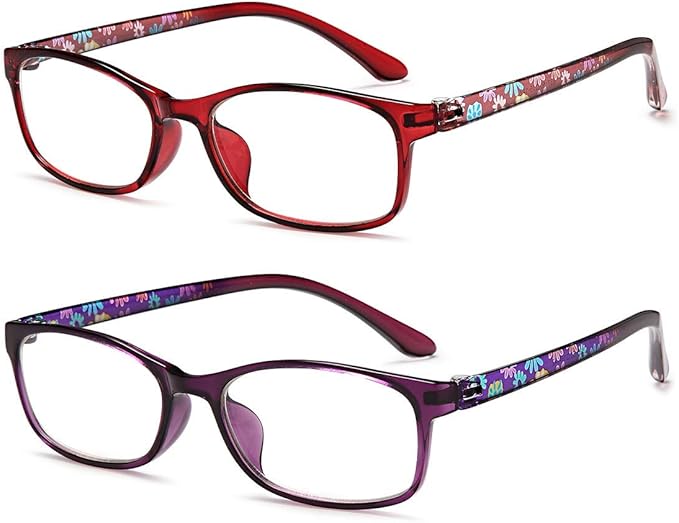 EYEURL Lightweight Flexible Reading Glasses for Women - 2 Pack Blue Light Blocking Computer Readers +3.50 Magnification TR90 Eyeglasses and Hard Case