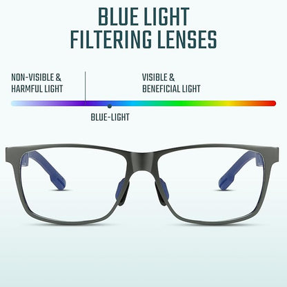 Carbon Blue Light Blocking Glasses Men for Computer, Gaming, Metal Frame Green Light Protection Night Driving Glasses for Man