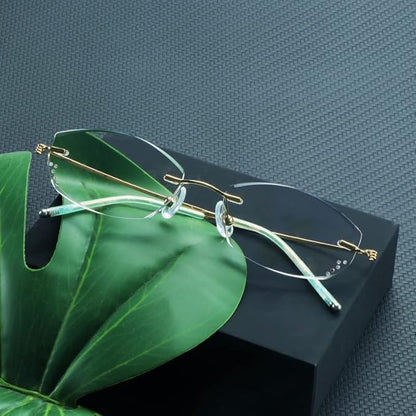 LifeArt Blue Light Blocking Glasses,Computer Reading Glasses,Rimless Frame Tinted Lens with Diamond,Stylish for Women (+2.50 Magnification)