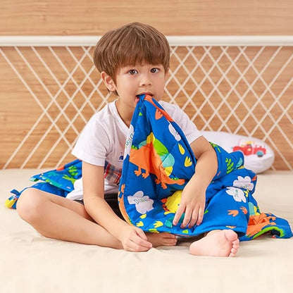 Sivio Weighted Blanket - All-Natural 100% Cotton Weighted Blanket 3 lbs 36 x 48 inches, Breathable Cooling Throw Blanket for Calm Sleeping for Home and School Nap, Blue Dinosaur