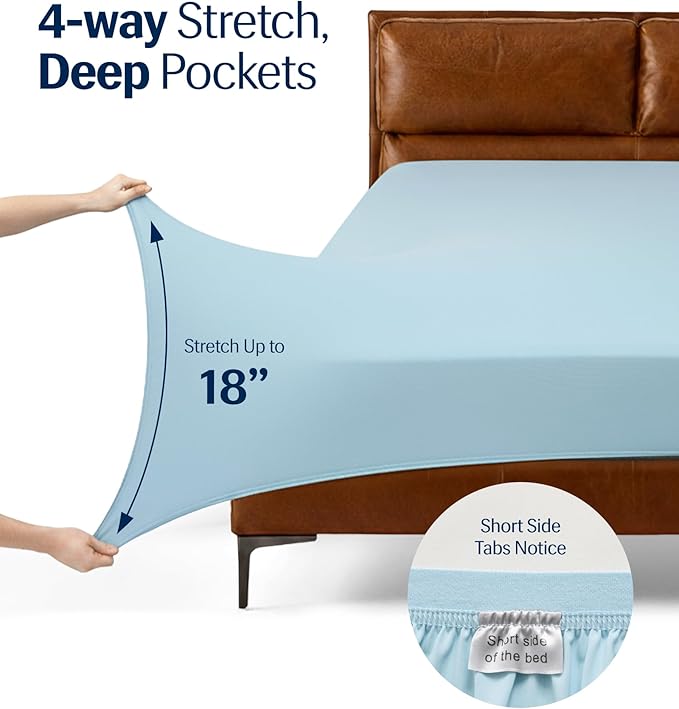 REST® Evercool®+ Starter Sheet Set, TwinXL Light Blue, Breathable Bed Sheets for Hot Sleeper and Night Sweats, with Pillowcases, Ionic+ Self-Cleaning Silver Yarn for Sensitive Skin, 3PCS No Flat Sheet