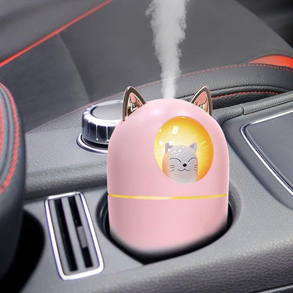 Small Humidifier 2PCS Cute Portable Cool Mist Humidifier with 12 Filter Sticks 7 Color Night Light USB Air Humidifiers for Bedroom Office Desk,Car,Travel (Pink+White+12 Filter Sticks)