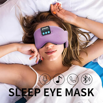 Bluetooth 5.4 Headphones Headband Eye Mask Wireless Sleep Mask，Blackout Bluetooth Eye Mask for Sleeping，Cotton Sleep Mask for Side Sleepers Adjustable Hook and Loop, Purple