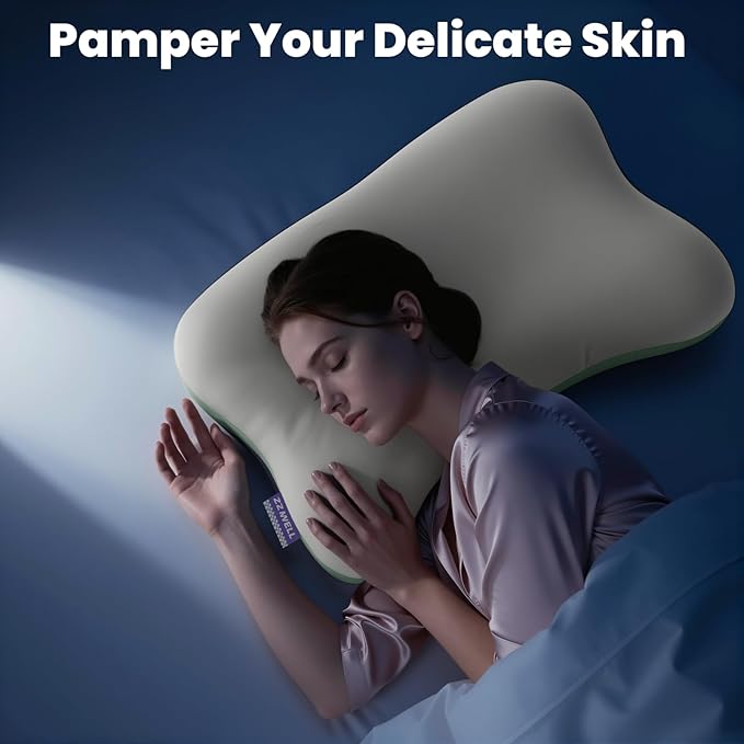 Double Side Pillow Covers, Cooling & Soft Pillow Cases for Patented Side Sleep Pillow, Machine Washable, Only Pillow Cover (Green White)