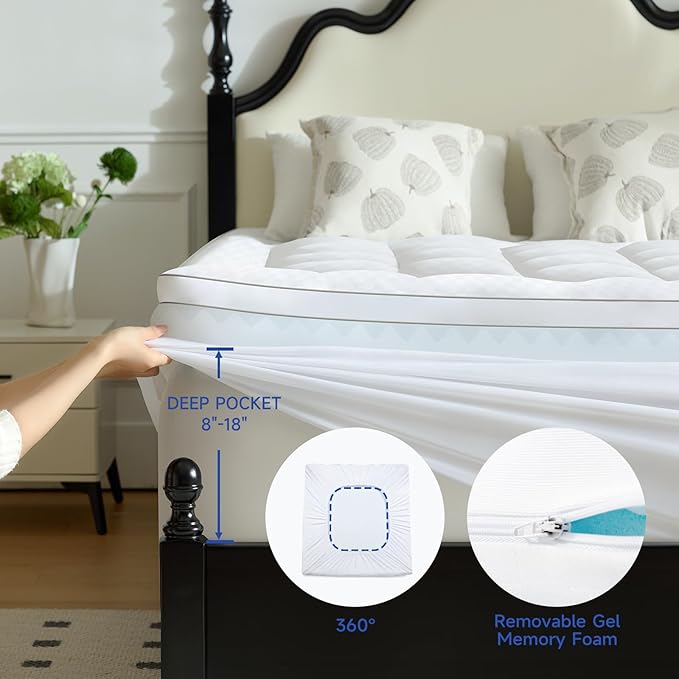 Choc chick 3.5 Inch Memory Foam Mattress Topper Twin XL, Dual Layer 2 Inch Gel Egg Crate Memory Foam Plus 1.5 Inch Down Alternative Pillow Top Mattress Pad, Support for Back Pain