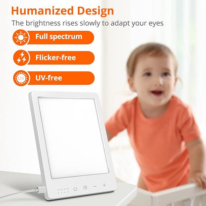 EasyHome Light Therapy Sun Lamp 10000 Lux LED Energy with 10 Adjustable Brightness Dual Color Temperature Adjustment White Warm Light 4 Timer and Memory Function