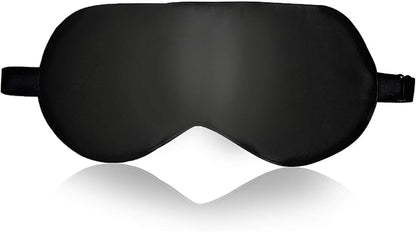 MMCTION Silk Satin Sleep Eye Mask Ultra Comfortable Soft Eye Covers Night Mask Blackout Blindford Eye Shades for Sleeping with Adjustable Strap for Women Men Black