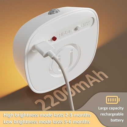 Motion Sensor Night Light Rechargeable - Wireless LED Safety Lights with 6-Month Battery Life, Link Mode Technology, 3000K Warm White for Stair, Hallway, Bedroom Safety (1 Pack)