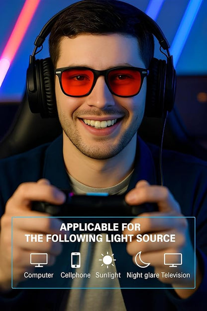 Blue Light Blocking Glasses with Red Lenses – Strong Protection for Sleep, Gaming, Computer & Screen Use – Black Frame Night Glasses for Men Women, Anti Eye Strain & Improve Sleep Quality
