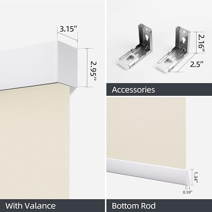 ZSTARR Motorized Blackout Window Blinds Remote Control Automated Window Blinds Rechargeable Roller Shades Blinds with Valance,Customized Size (Beige)