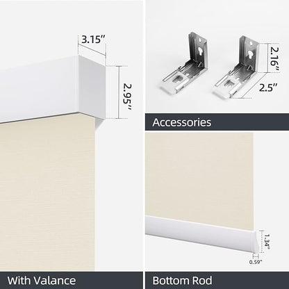 ZSTARR Motorized Blackout Window Blinds Remote Control Automated Window Blinds Rechargeable Roller Shades Blinds with Valance,Customized Size (Beige)