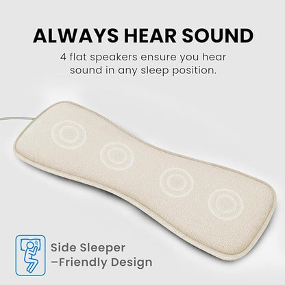 Avantree Slumber 2 – Bluetooth Pillow Speaker for Sleeping with 4 Ultra-Flat Speakers, White Noise, Remote Control & Sleep Timer, Soft Sleep Headphones Design for Side Sleepers – Beige