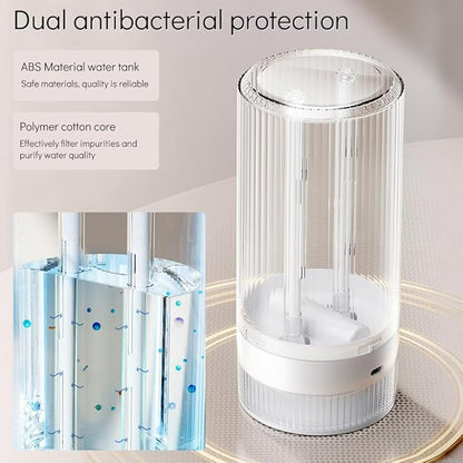 HomeBeyond Portable Mist Humidifier for Bedroom, 1.1L USB Charging and Plug-In Dual-Use, 28dB Quiet Dual Nozzle Air Humidifier for Home Baby Nursery & Plants, 8H Auto Shut-off and Warm Night Light