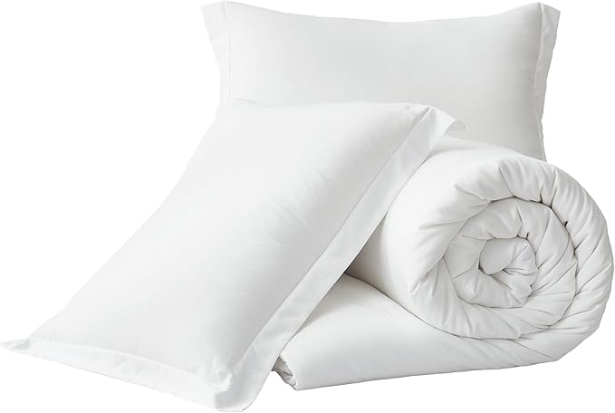 Chezmoi Collection Cliff 3-Piece Lightweight Cooling Comforter Set, Queen- Rayon Derived from Bamboo & Polyester Blended, Soft Breathable Bedding for Hot Sleepers, White