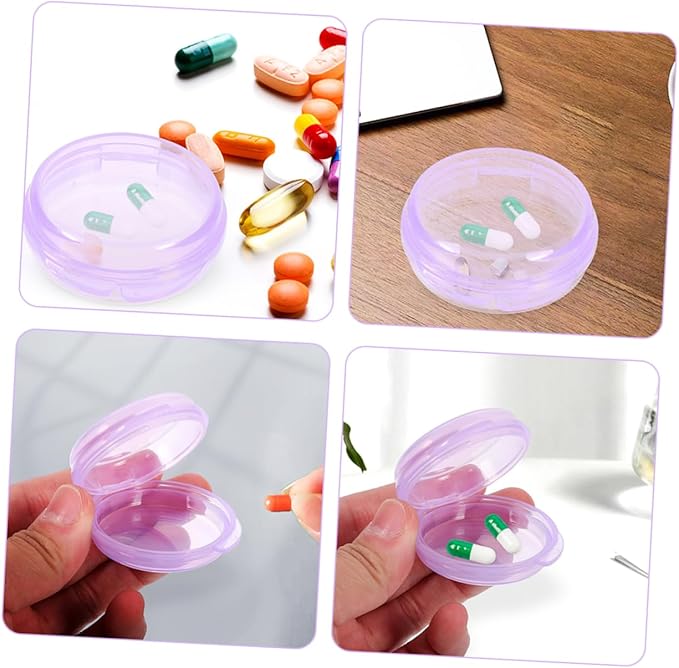 Baluue 3pcs Round Medicine Organizer Compact Pill Dispenser for Travel Material for Daily Medication Management and Storage