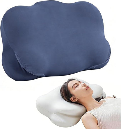 Sleep Cloud Pillow, Ergonomic Memory Foam Pillows, Adjustable Cervical Neck Support Pillow, Breathable Cooling Cover for Side Back Stomach Sleepers (Navy Blue)