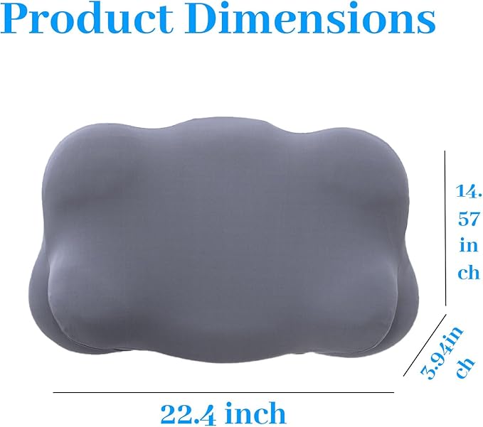 Cloud Pillow, Ergonomic Memory Foam Pillow for Side Sleepers, Cervical Neck Support Pillow, Breathable Pillowcase, Dual Height Contour Pillow for Back & Stomach Sleepers (Dark Blue)