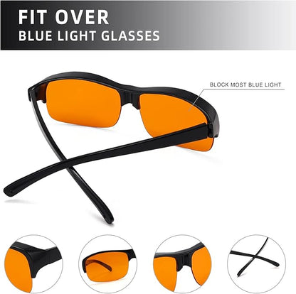Eyekepper 100% Anti-Blue Light Blocking Fitover Glasses Wear Over Computer Glasses With Amber Lens