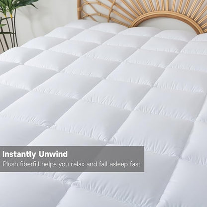 Memory Foam Mattress Topper Twin 2inch+2inch, Pressure-Relieving Bed Topper with Secure Strap Design for Back Pain, Soft and Supportive, Shredded Memory Foam