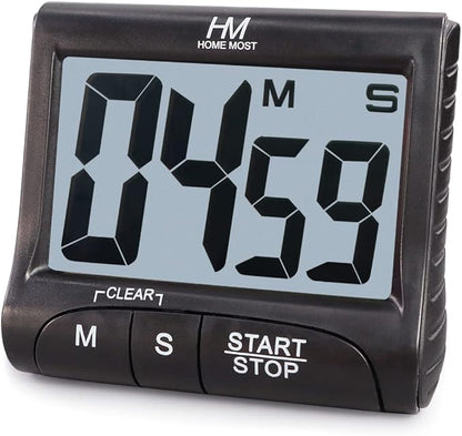 3" Large Display Kitchen Timer - Digital Timer Magnetic Back Loud Alarm On A Rope- Black Cooking Timers For Kitchen Teachers Students Games Kids Meetings -Sports Timers For Workouts Exercise