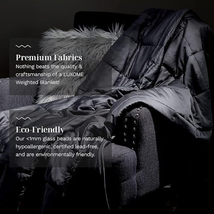 LUXOME 15lb Cooling Weighted Blanket with Integrated Cover | Full Size | 54"x72" | Grey | Machine Washable