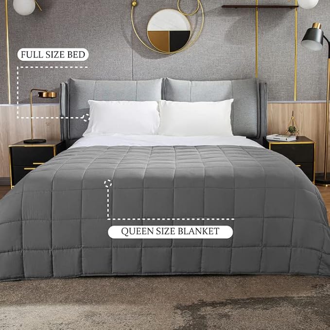 CYMULA Weighted Blanket for Adults (20lbs 60"x80" Queen Size) - Cooling Breathable Heavy Blankets for Summer Winter - Ultra Microfiber Soft Comfort Throw with Glass Beads - Gifts for Men/Women