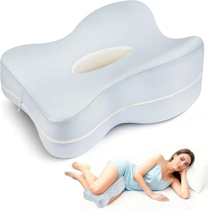 Lengthtened Knee Pillow for Side Sleepers Fully Support Thighs and Knees, Breathable Leg Pillow for Side Sleeping,Plush Support Memory Foam Soothing Relief for Hips, Knees, Joints, Nerves & Muscles