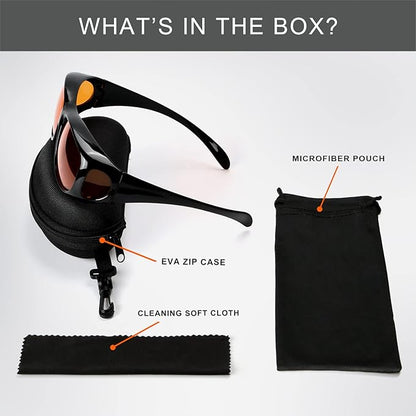 Eyekepper 100% Blue Light Reduction,Huge Fitover Anti-Blue Blocking Computer Eyeglasses with Extra Amber Lenses, Black