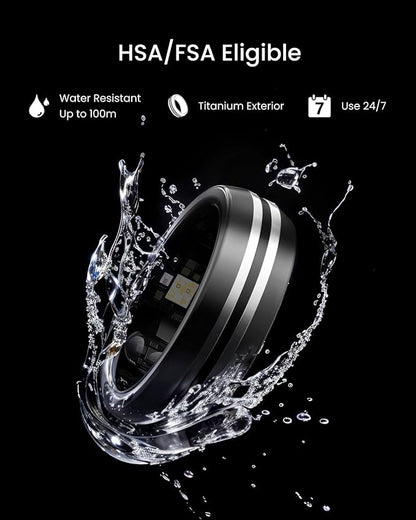 RENPHO Lynx Smart Ring-All Day Sleep & Activity Tracking, Includes Charging Case, Gifts for Men, 7-Day Battery Life, Subscription-Free App for iOS & Android, Size Before You Buy (Black, Size 11)