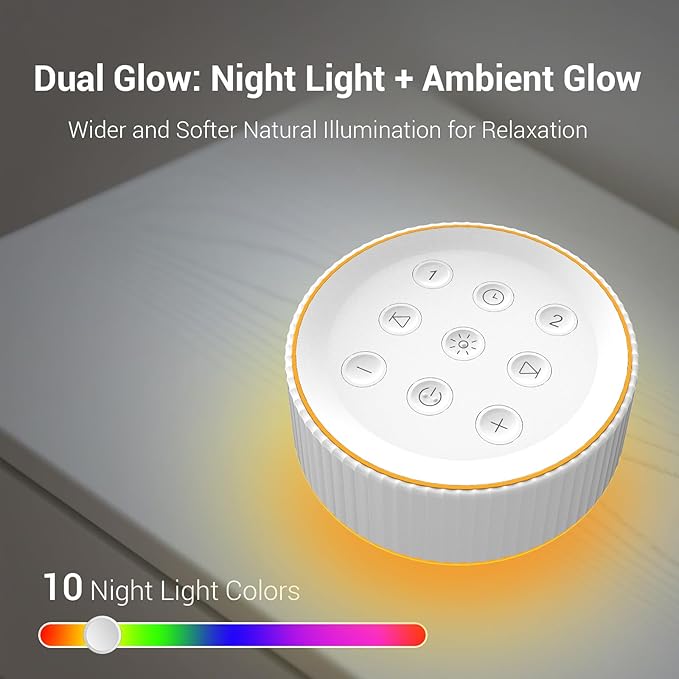 BGOVERSS Sound Machine with 26 Soothing Sounds, 10 Colors Night Light White Noise Machine for Adults Baby Kids Sleep Machines Function, Volume Levels 6 Timers for Home Office Travel