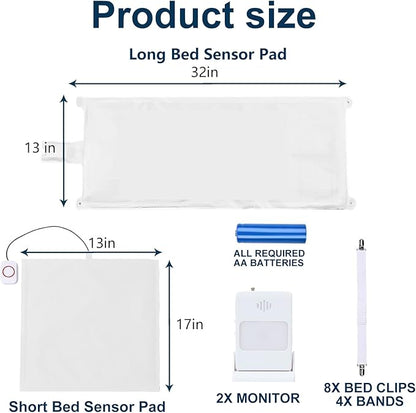 Bed Alarm for Elderly Adults & Chair Alarm Set with Sensor Pad - Fall Prevention Alert System for Seniors, Dementia Patients, Alzheimer Care - Adjustable Volume Caregiver Monitor