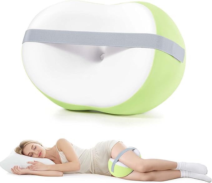 Knee Pillow for Side Sleepers, Leg Pillow with Adjustable Hook & Loop Strap & Removable Washable Cover for Spine Alignment, Sciatica, Hip & Back Pain Relief