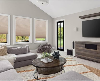 Redi Shade No Tools Easy Lift Trim-at-Home Cordless Cellular Blackout Fabric Shade Natural, 36" W x 64" L, (Fits windows 19"- 36")