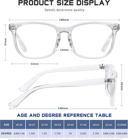 Reading Glasses for Women Men - Blue Light Blocking UV Filter Readers, Anti Eyestrain Eyeglasses